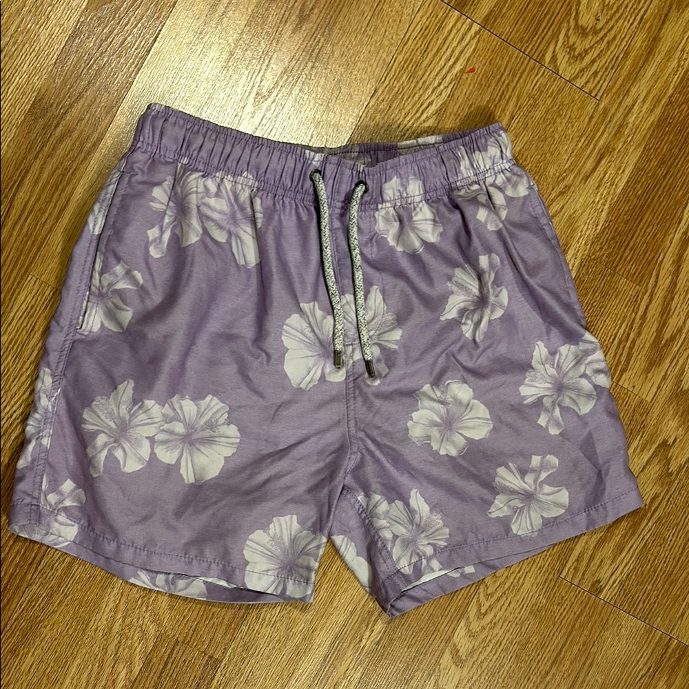 Purple Floral Men's Swim Shorts
